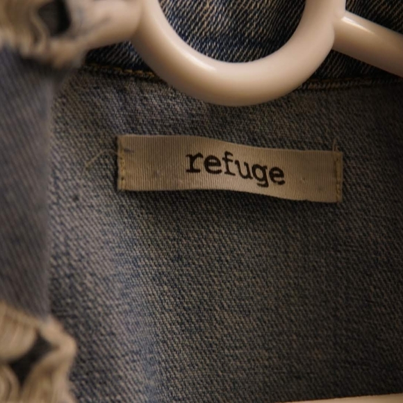 Open shoulder distressed denim jacket-worn once - Picture 4 of 6